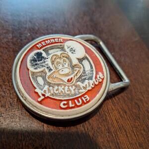 Vintage Mickey Mouse Club Belt Buckle Old Worn Finish Rare Disney Collectible